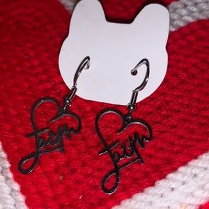 Faith dangly earrings.